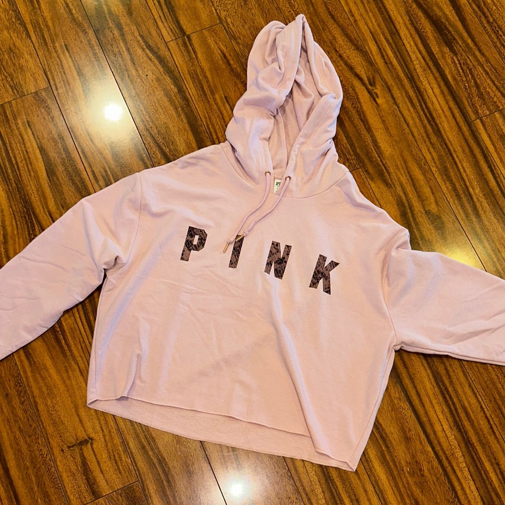 PINK Victoria's Secret Soft Pink cropped Hoodie Sweater